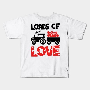 Loads of Love Tractor And Truck Lovers, For Cute Toddler Boys, Valentines Day Toddler Boys Kids T-Shirt